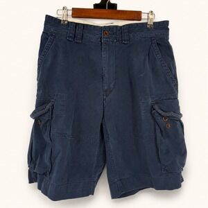 Vintage 90s Polo Ralph Lauren 31 Blue Heavy Cargo Shorts Skate 10" Retro Preppy